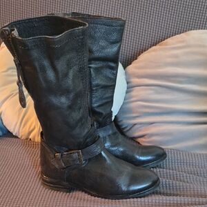 BedStu Black Leather Mid-calf Boots
